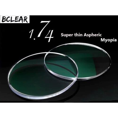 BCLEAR 1.74 Ultra High Index Super Thin Aspheric Optical Prescription Lenses For Myopia Glasses Diopter Nearsighted Shortsighted
