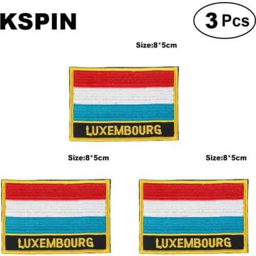 Luxembourg Rectangular Shape Flag patches embroidered flag patches national flag patches for clothing DIY Decoration