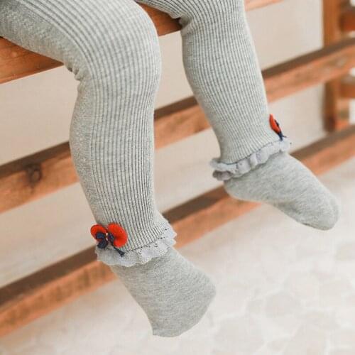 Cute Baby Girl Tights Spring Autumn Lace Flower Bows Princess Girls KidsTights Soft Cotton Infant Children Pantyhose