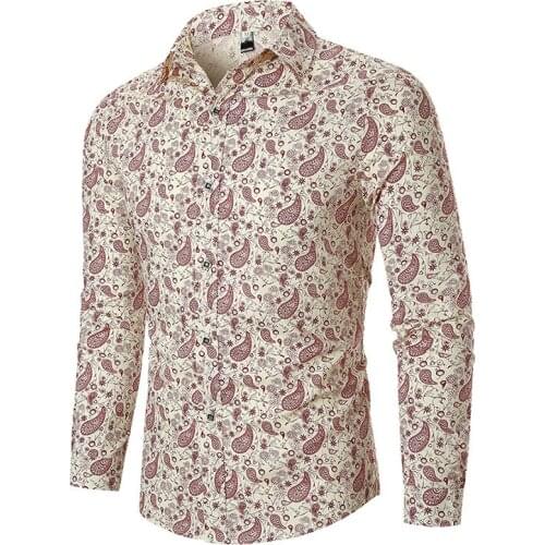 Autumn new casual Lapel long sleeveShirt 2019 Youth fashion Cardigan Broken flowers men shirt Self-cultivation Euro code XXXL