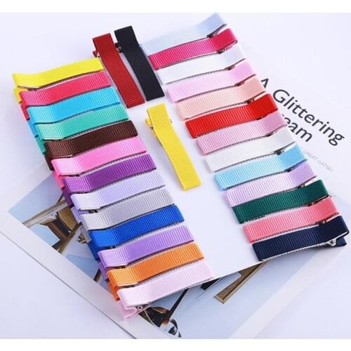 100Pcs Flat Alligator Clip Kit Prong Hair Clips Hair Pin Covered Grosgrain Ribbon Hair Barrettes DIY Hair Jewelry Craft