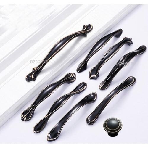 Nordic Style Kitchen Cabinet Pulls Black Drawer Cupboard Hardware Folding Closet Door Handle Zinc Alloy Case Knob