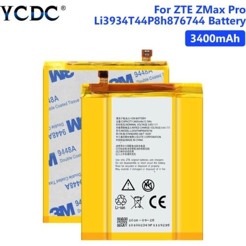 Genuine Replacement Lithium Polymer 3400mAh Battery Li3934T44P8h876744 For ZTE ZMax Pro Z981 Mobile Phone Batteries