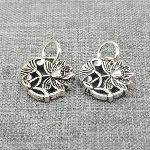 925 Sterling Silver Lotus Flower Charms 2-Sided for Yoga Meditation Bracelet Necklace