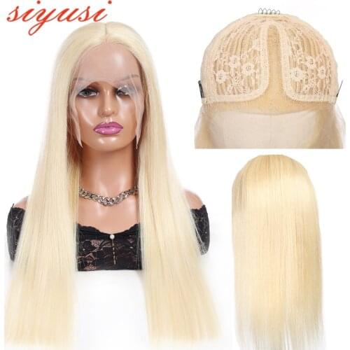 613 Lace Wig Brazilian Straight Human Hair HD Transpare Lace Wig Middle Part 13x1 Blonde Glueless Wigs 150% SIYUSI Remy