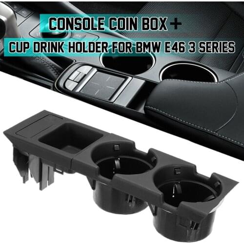 Front Center Console Drink Double Cup Holder With Coin Storage Box For BMW E46 3Series 99-05 Car Accessories Replacement
