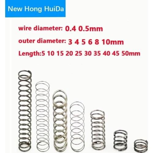 20pcs 0.4 0.5mm Wire Dia OD 3 4 5 6 7 8 9 10mm Y-type Rotor Return Compression Pressure spring 10-50mm 304 Stanless Steel