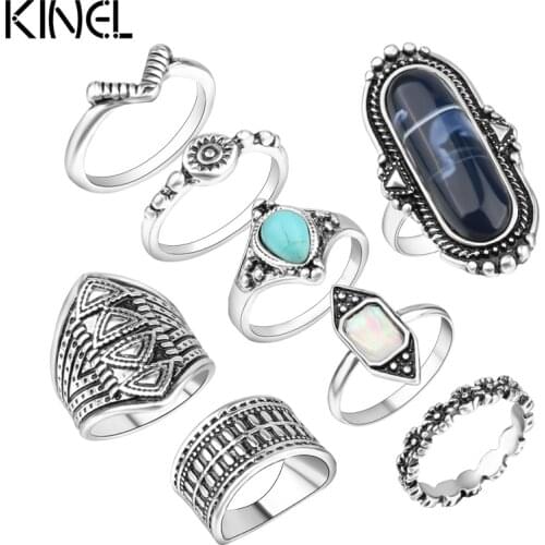 Luxury 8 Pcs/Sets Midi Rings For Women Vintage Jewelry 2020 Fashion Silver Color Bohemia Finger Joint Ring
