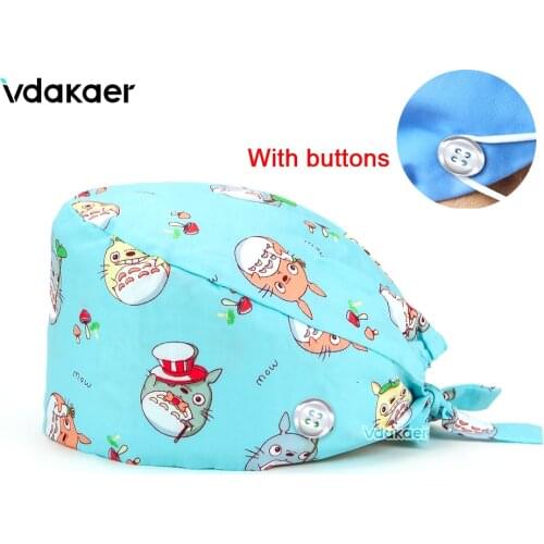 Print hats adjustable Scrub cap beauty salon nursing cap lab pet shop fashion scrub hat gorro enfermera nurse accessories