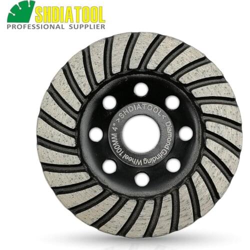 SHDIATOOL 4"/100mm Diamond Spiral Turbo Grinding Cup Wheel Grinding Discs For Concrete, Brick Diamond Grinding Wheel