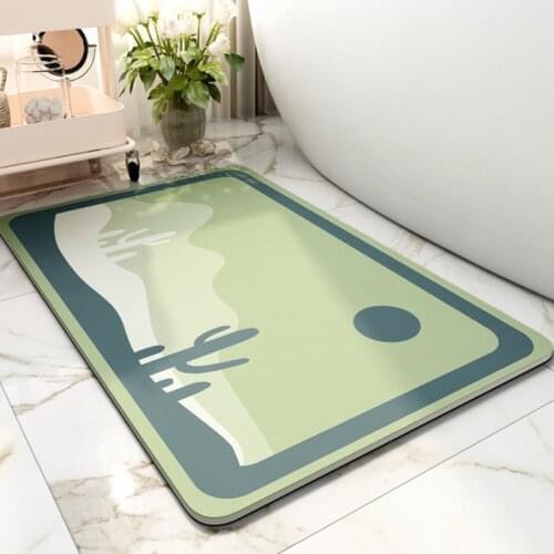 Modern Simple Style Entrance Mat Diatom Mud Absorbent Toilet Bathroom Rubber Non-Slip Doormat Cartoon Cactus Home Decor Foot Pad