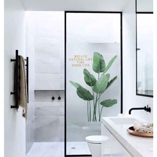 Custom Static Cling Window Foil Fresh Plants Privacy Protection Glass Film For Bathroom Kitchen Living Room Bedroom Balcony
