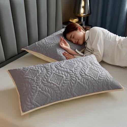 Flower Embossed Quilted Pillow Case Soft Breathable Sleeping Pillow Cover Solid Color Home Decorative Pillowcase 48x74cm