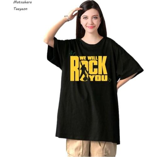 We Will Rock You Women T Shirt Cotton Loose Casual T-shirt Queen Rock Band Tees Short Sleeve Streetwear Fashion Womens Clothing