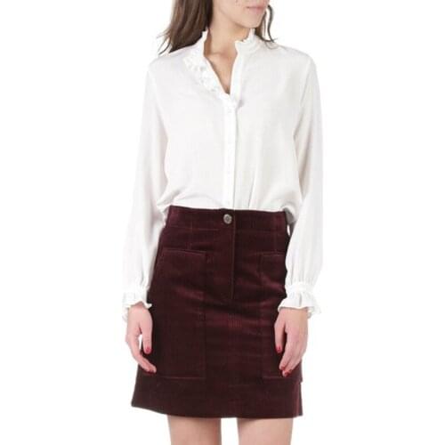 Patads French womens shirt autumn and winter simple college style long sleeve wood ear edge top sennu c11615h