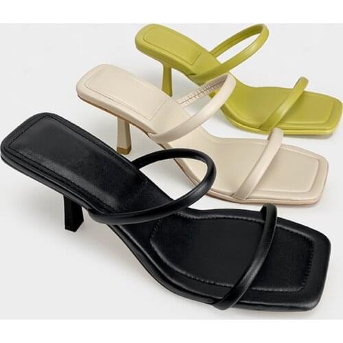 Rubber Flip Flops Cross-Tied Shoes Woman 2021 Slippers Soft Luxury Slides Heeled Mules Square Toe Hawaiian Comfort Designer High