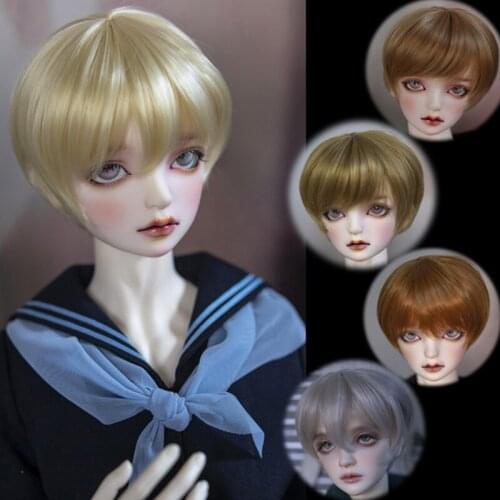 1/3 SD BJD Wig for Boy Dolls Accessories,1/4 Minifee MSD Wig, Boy Doll Hair High Temperature Wire Short Wavy Wig for Dolls Toys