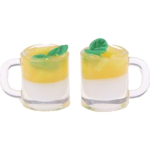 High Quality 1Pcs 1:12 Dollhouse Miniature Accessories Mini Mango Pudding Cup Simulation Food Model Toys