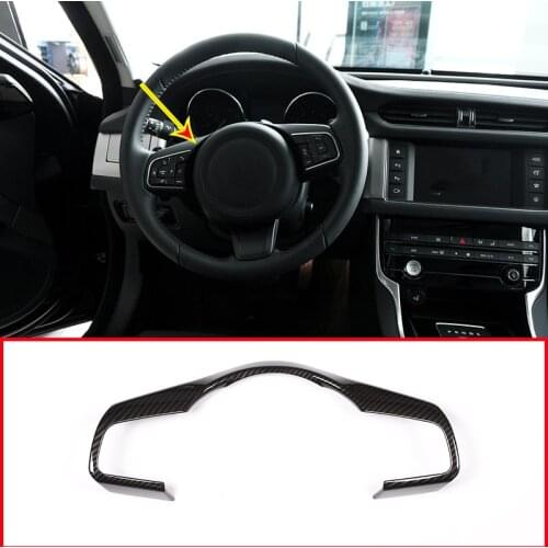 1 Pcs For Jaguar XE XF F-Pace f pace E-PACE 2016-2019 Carbon Fiber Car Steering Wheel Decorative Frame Trim Accessories