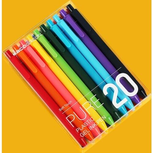 20Pcs/set KACO PURE Kawaii Candy Matte Retractable Gel Pens 0.5mm Cute Colors Ink Neutral Ballpoint Pen School Office Stationery