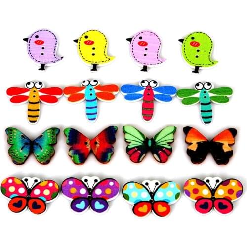 50Pcs Random Mix Color Butterfly 2 Holes Sewing Buttons Decorative Buttons Scrapbooking Crafts DIY Apparel Accessories