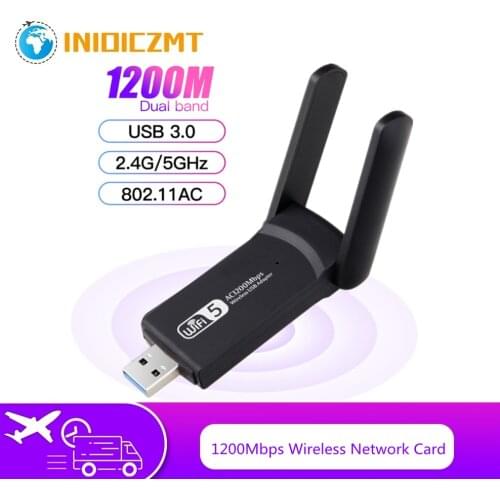 INIOICZMT USB 3.0 1200Mbps Wifi adapter dual-band 5GHz 2.4Ghz 802.11AC RTL8812BU Wifi antenna dongle network card for laptop