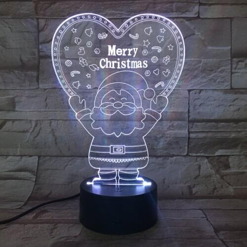 Santa Claus Acrylic 3D Illusion Night Light LED Nightlight Kids Room Lamp Desk Bluetooth Speaker Control Kids Christmas Gifts