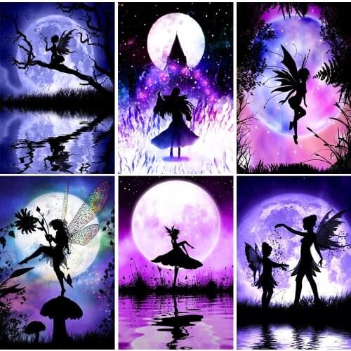 5D DIY Moon Fairy Starry Sky Series Diamond Painting Full Square/Round Diamond Mosaic Home Decoration Texture Diamond Painting