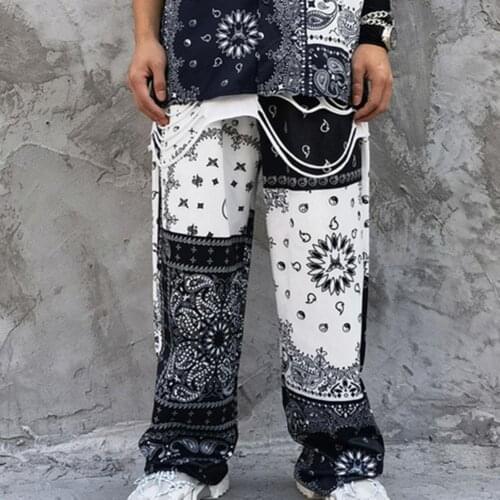 Pants Fashion Men Summer fashion Hip Hop Drawstring Loose Wide Leg Printed Sports Pants Sweatpants Mens Clothing