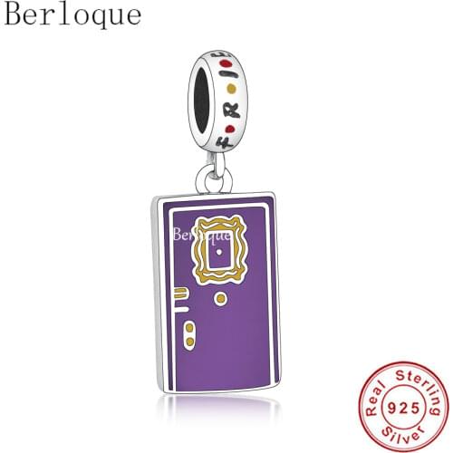 Berloque Sterling Silver 925 Green Purple Rectangle Shape Beads Fit Original Charm Bracelet Necklace Jewelry Gift