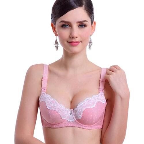 Nursing Maternity Breastfeeding Pregnant Bra Polka Dots Lace Push Up Underwear Size Cup B C