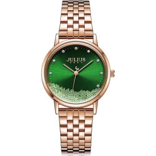 Julius Moving Beads Womens Watch Japan Mov't Elegant Fashion Hours Clock Stainless Steel Bracelet Girls Birthday Gift Box