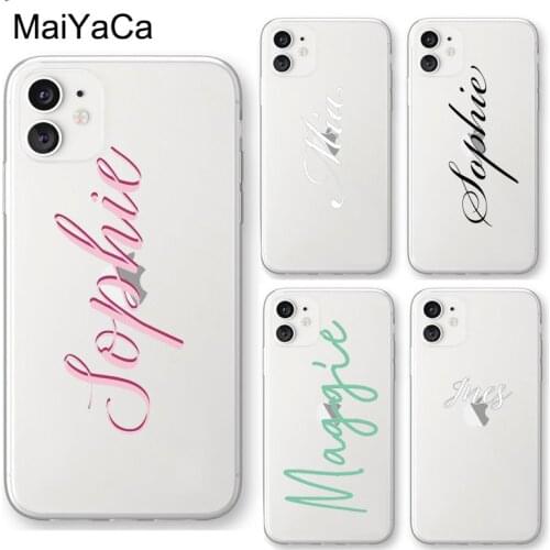 Personalized Signature Name Custom Monogram Transparent Case For iPhone 12 mini 11 Pro Max XR XS MAX SE 2020 6S 7 8 Plus Cover