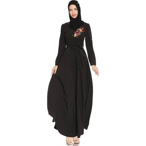 Black Abaya Muslim Women Embroidery Maxi Dress Jilbab Turkish Kaftan Islamic Long Party Gown Cocktail Caftan Arab Robe Ramadan