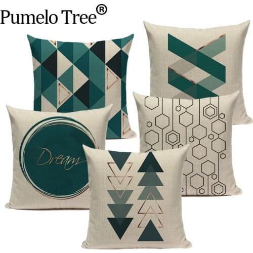 Farmhouse Geometric Cushion Covers Green White Pillow Cases On The Pillows Decorative Custom High Quality Sofa Cushion Cover Car