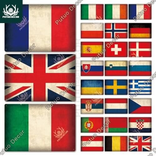 Putuo Decor Flag Vintage Metal Sign Tin Sign Decorative Plaque Wall Decor Bar Pub Man Cave Living Room Home Door Decoration