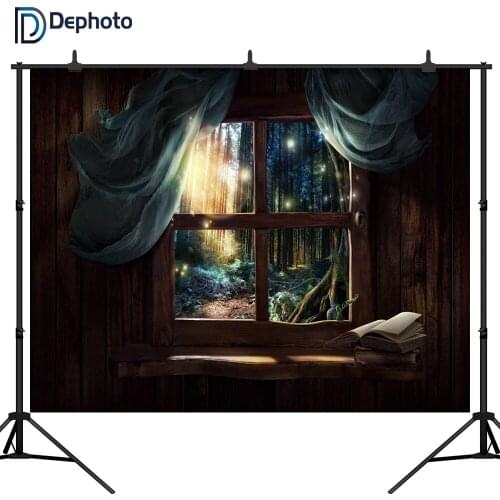 DePhoto photography backdrop fairy tale Forest window kid newborn wonderland party photocall background photo shoot prop