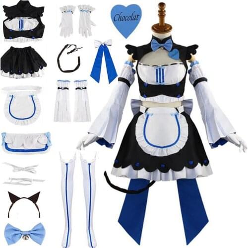 Game NEKOPARA Cosplay Costumes Vanilla Cosplay Costume Maid Outfit Clothes Suits Women Black Dresses Full Set Halloween Carnival