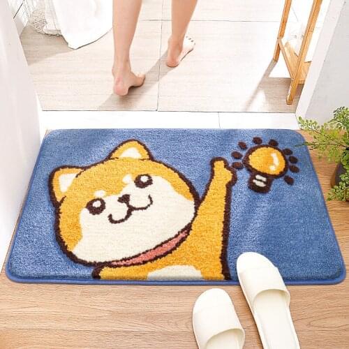 Cartoon Animal Dog Bath Mat Non-slip Carpet Soft Water Absorption Door Mat Cute Home Bathroom Balcony Doorway Hallway Pad