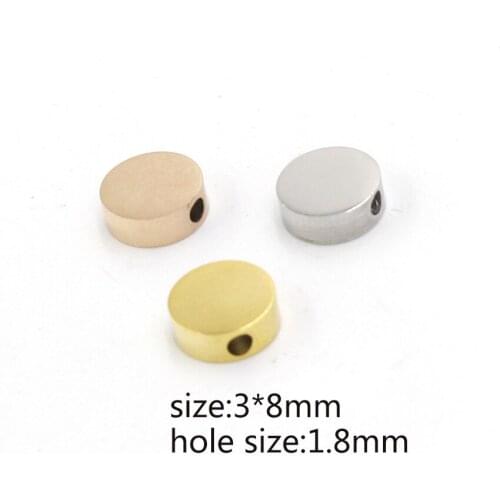 100% Stainless Steel Round Beads Charms Rosegold/Gold/Silver Color Metal Circle Bead 3*8mm Mirror Polished Wholesale 30pcs
