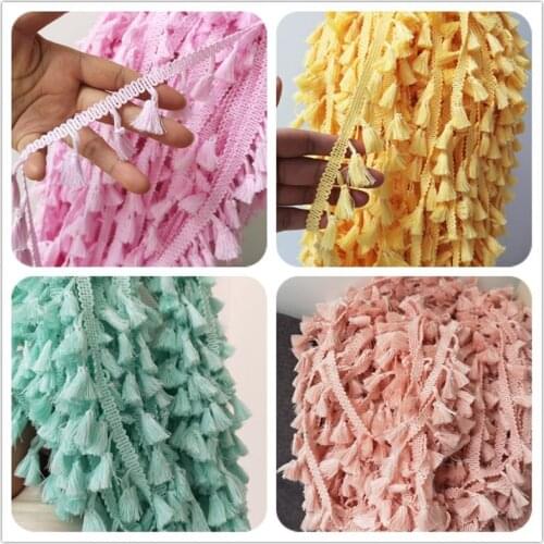 Polyester cotton Fringe 5/10yards 4.0cm Lace Tassel Trimming colorful Ribbon Garment Sewing Accessory Curtain Decorative