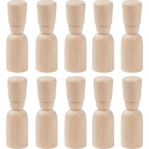 10pcs 85mm Natural Wood Peg Doll People Bodies Male & Female DIY Wooden Peg Doll