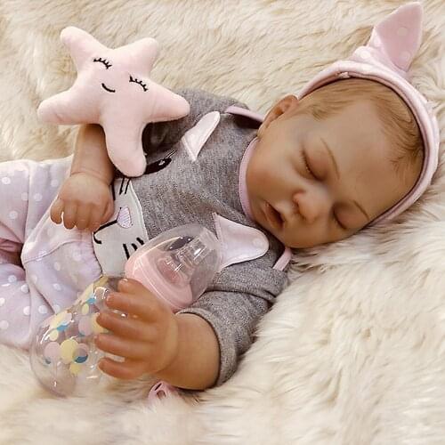 Reborn Doll 47.5 CM Hand-Drawing Premie Baby Boy Hair Lifelike Real Soft Touch Cuddly