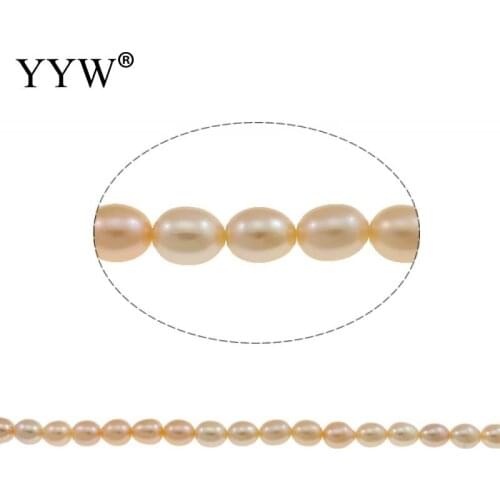 Cultured Rice Freshwater Pearl Beads Natural Pink For Jewelry Making DIY Necklace Bracelet Grade A 5-6mm Approx 0.8mm 14 Inch