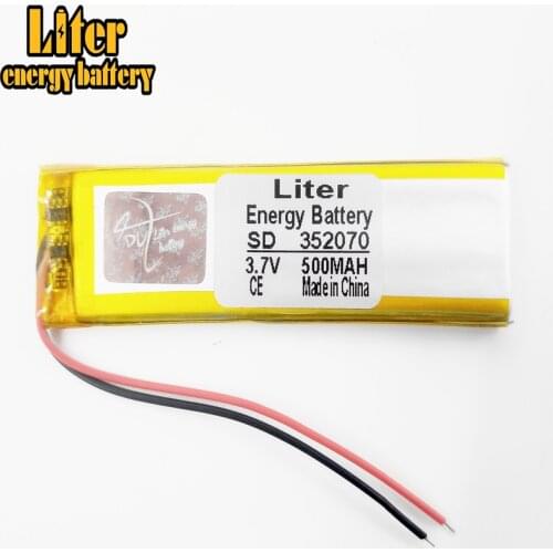 3.7V 500mAh 352070 Lithium Polymer li ion Rechargeable Battery cells For Mp3 MP4 MP5 GPS Lithium polymer battery