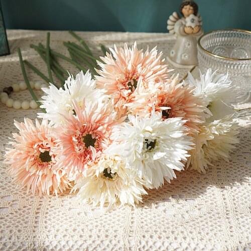 Brushed Gerbera Artificial Flowers Small Daisy Simple Home Furnishing Vase for Dining Table Wedding Mothers Day Gift Scrapbook