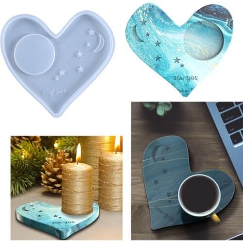 Multipurpose Heart Shape Coaster Molds Candle Holder Resin Mold DIY Silicone Moulds for Home Decoration Drop Shipping