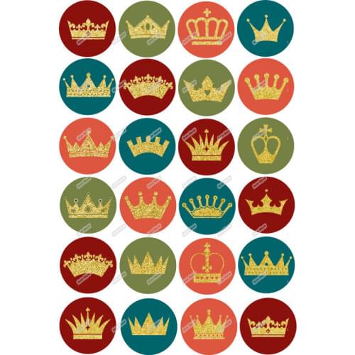 24 Gold Glitter Crown Edible Cake Topper Wafer Rice Paper Cake Cupcake Cookie Topper Decoration Birthday Wedding Cake Decorating