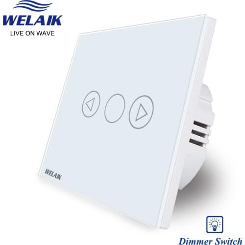 WELAIK UK Wall-Touch Switch-Crystal Glass-Panel Switch-Dimming Touch-Switch Smart-Switch B1911TGW