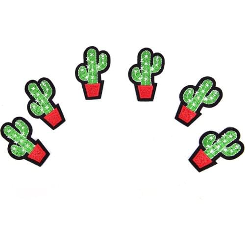 New 5PCS Clothes Stickers iron-on Cactus Iron On Badge Embroidered Applique Sewing Patch Garment Apparel Accessories DIY